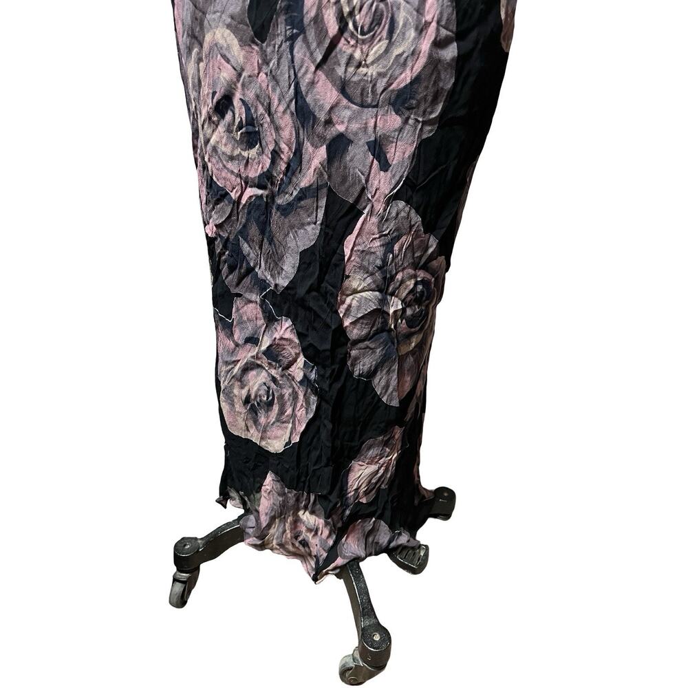 Vintage Nostalgia 90s Y2K bias cut Black Purple floral maxi dress rayon sz S - Picture 6 of 12